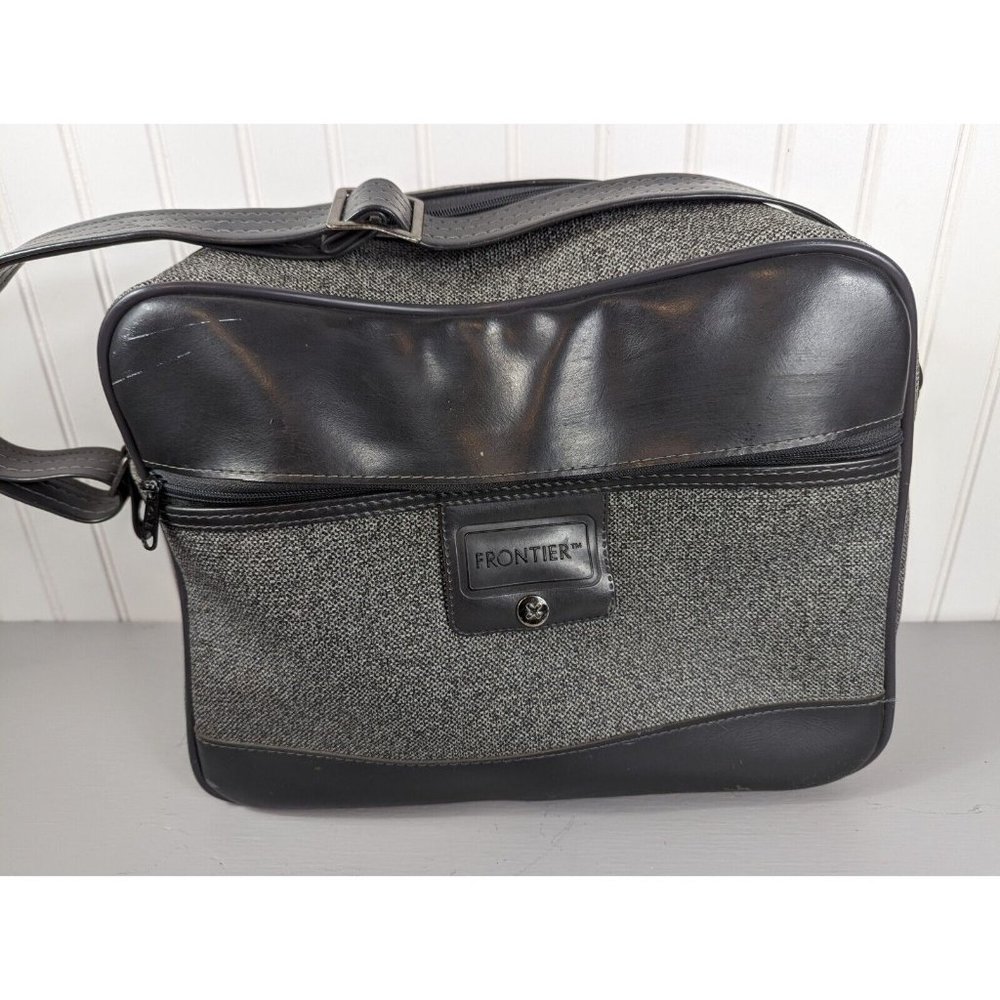 Frontier Airlines Gray Personal Bag 14.5X11X6" Travel‎ Vintage Shoulder Strp